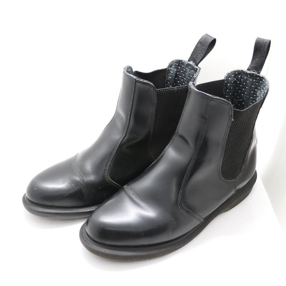 Doc Martens Women Flora Chelsea Ankle Boots Black Leather Grunge Punk Skater Emo